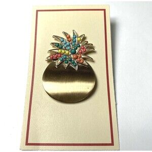 Baublebar Pineapple Pin Brooch 1.75" Tropical Multicolor Accents Gold Tone Fun